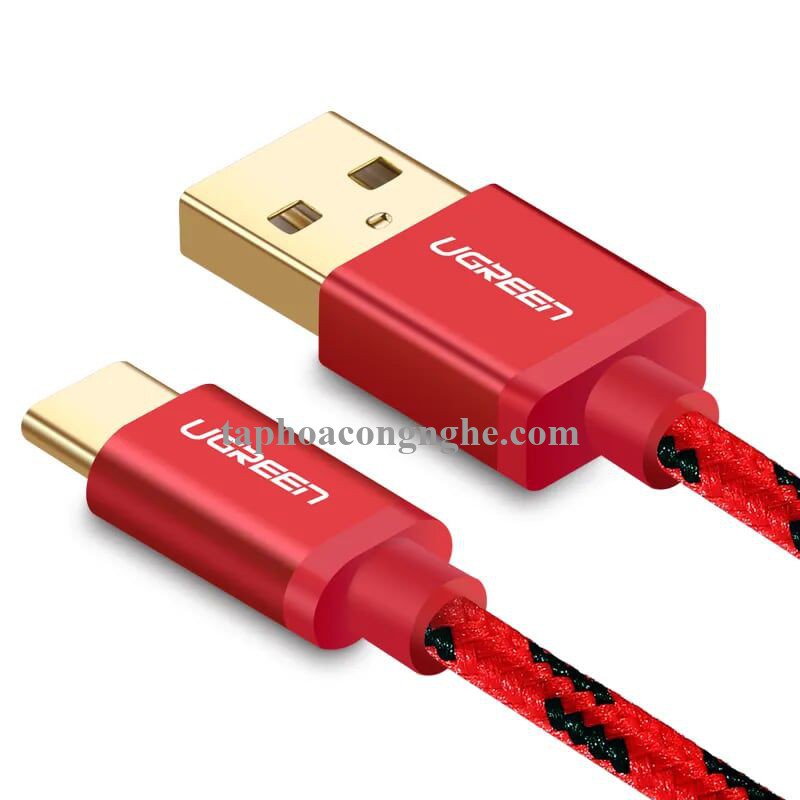 Ugreen 40483 0.5M màu đỏ Cáp sạc USB TypeC cao cấp US250 30040483